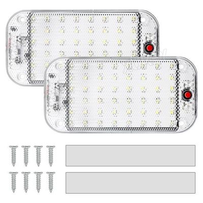 2 Pièces Plafonnier LED 48 LED Voiture Camping Car 12-85V 800LM Blanc Avec Interrupteur