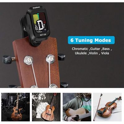 Accordeur à Clipser Knadgbft - Chromatique, Pour Guitare, Basse, Ukulélé, Violon - Écran Couleur, Réglable - Pile Incluse - 10