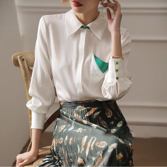 Chemise blanche en shop soie femme
