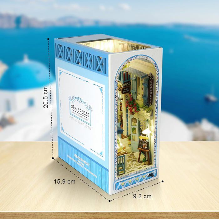 Cuteefun Serre-livres puzzle 3D en bois à faire soi-même, maison de poupées miniature avec meubles, insert d'étagère, cadeau pour anniversaire, Thanksgiving, Noël (Colmar Town
