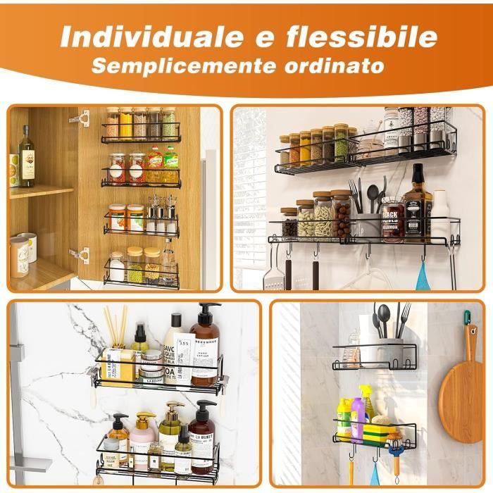 2 Étagères à Épices Fixables En Acrylique Transparent – Pour Porte De Placard Ou Mur – Rangement Cuisine Pratique