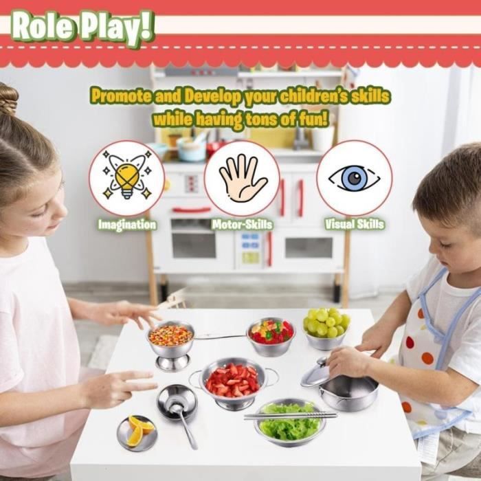 Cuisine Jouet Garçon Fille 3-4 Ans Ensemble De Cuisine Jouet 8 Pièces – Ustensiles Réalistes Pour éveiller La Passion Culinaire Des Petits Chefs