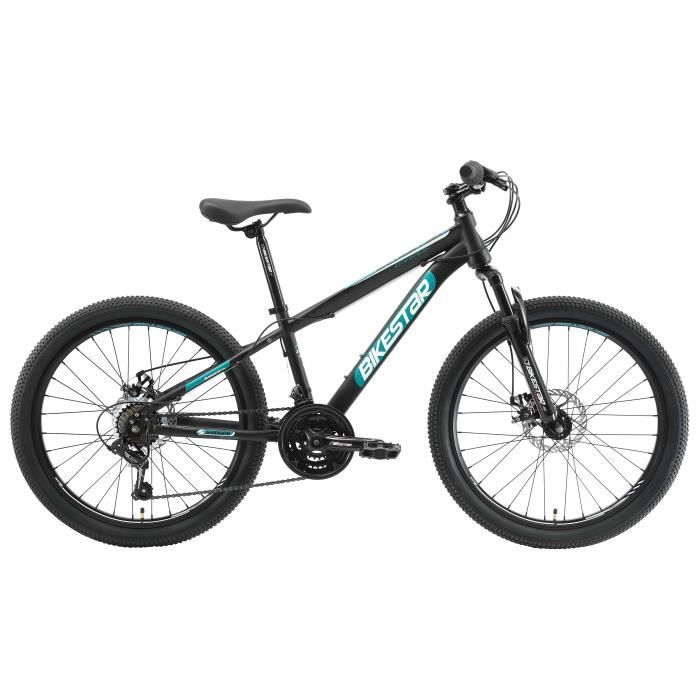 VTT enfant 24 pouces BIKESTAR 21 vitesses Shimano frein a disque noir Cdiscount Sport