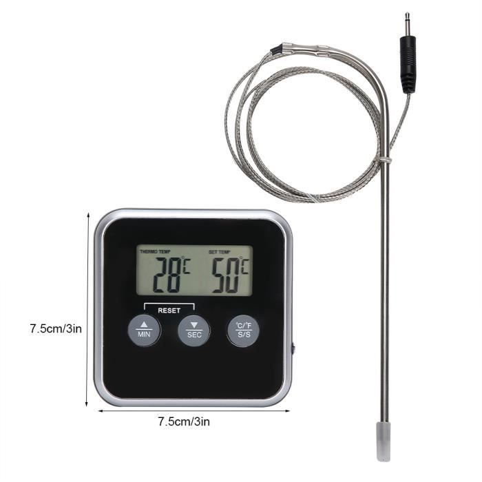 AIRMSEN Thermomètre à viande sans fil, 91,4 m, Bluetooth pour barbecue,  grill, fumoir, four, cuisine, sonde à viande numérique intelligente étanche