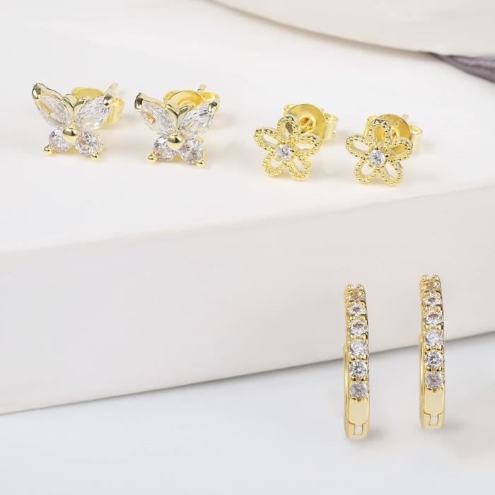 Clous d'oreilles éclair avec strass couleur argentée et en titane | Claire's