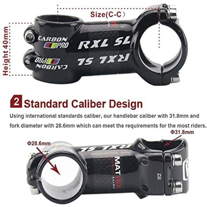 Potence Vélo RXL SL Carbone/aluminium – 1-1/8, 6°, 31.8 Mm – Tailles 60 à 120 Mm – Route Et VTT – 3K Brillant Ou Mat