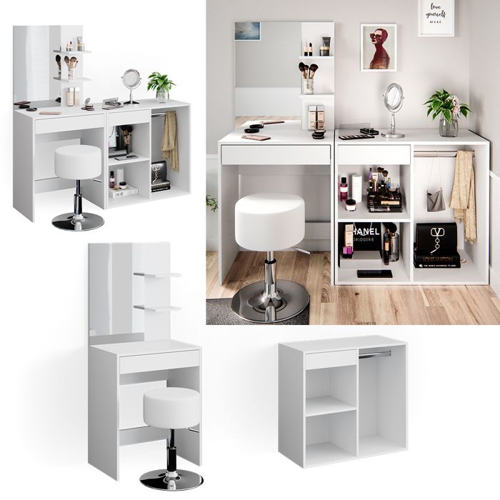 Coiffeuse Vicco Meryl, table de maquillage, commode de maquillage