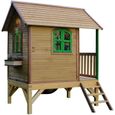 AXI Tom Maison Enfant avec Toboggan rouge | Aire de Jeux pour l'extérieur en marron & vert | Maisonnette / Cabane de Jeu en Bois-2
