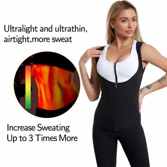 Gilet Sauna Minceur Pour Femme – Tissu Intelligent, Transpiration Boostée, Ventre Plat, Yoga/ Running/ Fitness
