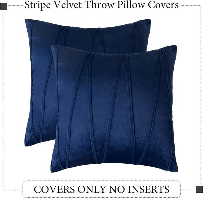 Hanrunsi Lot De 2 Housses De Coussin 45x45cm Bleu Canard Velours - Coussins Décoratifs Canapé Salon Chambre