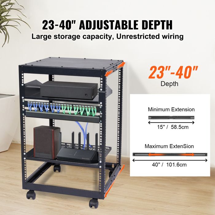 Cache Un Rack Informatique Rack de Serveur-Duoku-à Cadre Ouvert 15U-Profondeur Réglable de 15 à 40 ...