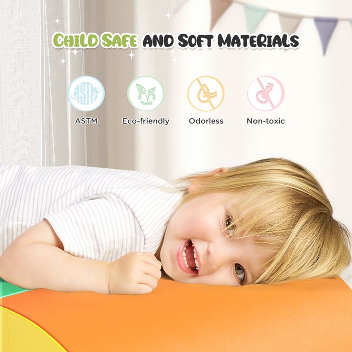 Parcours Motricité Bébé 4 Pièces – Blocs Mousse PU, Arche Elliptique, Toboggan – Éveil Et Sécurité Dès 4 Ans