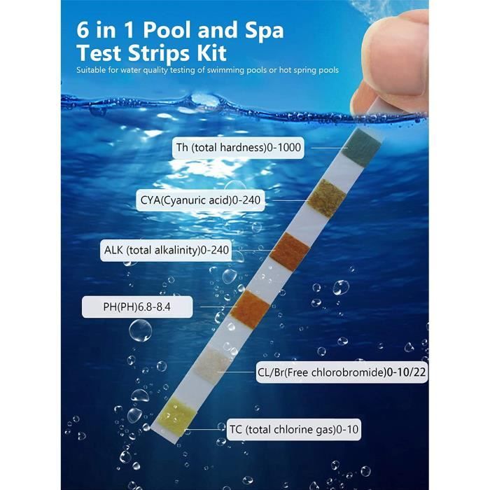 Bandelettes de test 6 en 1 piscine aquarium pour dureté totale