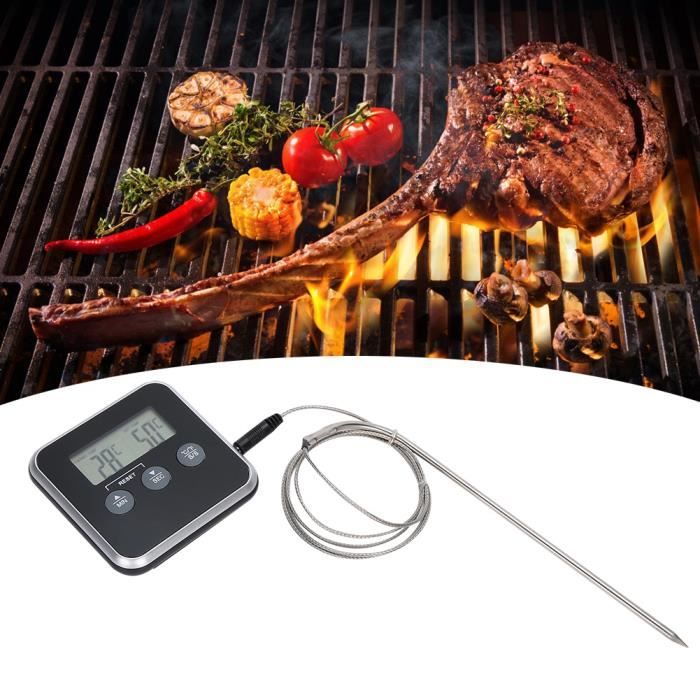 Thermomètre de Cuisson, Thermometre Cuisine, Thermomètre à Viande,  Thermomètre à Fourche de Barbecue avec Longue Sonde en Acier Inoxydable,  pour