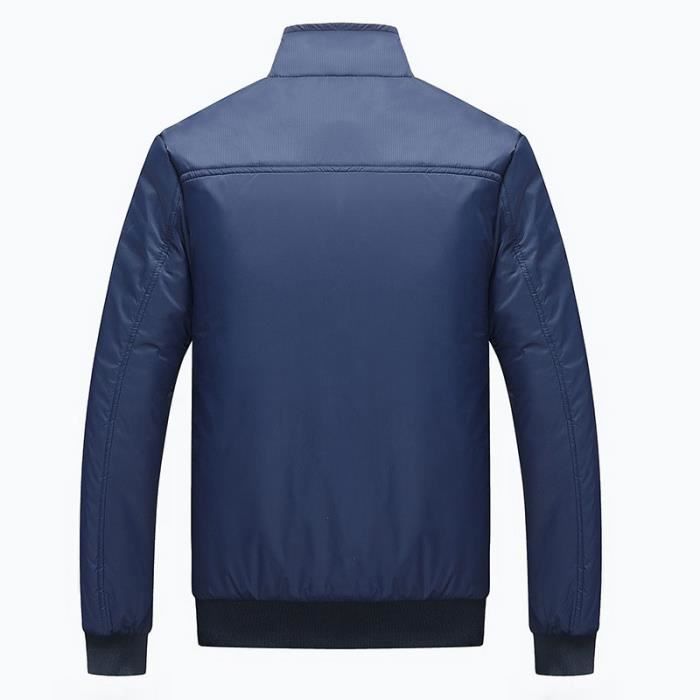 Blouson Homme Casual Col Stand Veste Hommes 3XL Mo Noir Blanc