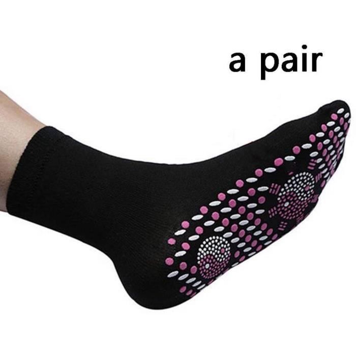 Chaussettes Auto-chauffantes Tourmaline – 2 Paires Rouge+noir, Points Thermiques, Massage Plantaire, Anti-froid, Pour Sport Outdoor, Hiking Ou Quotidien