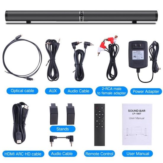 MusicMan Bluetooth FM Barre De Son USB AUX Carte MicroSD LED Écran LCD Musique Streaming Puissant Haut-Parleur Batterie Intégrée BT-X54 