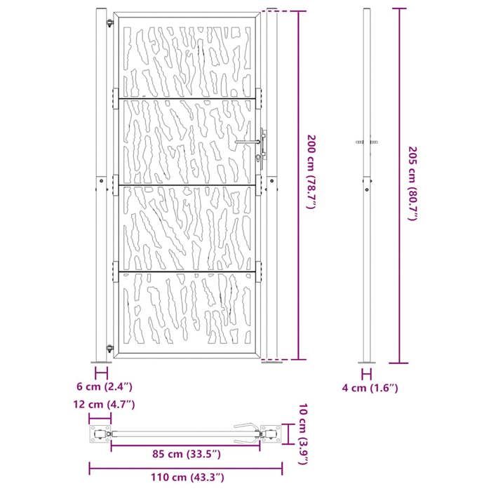 VidaXL Portail de jardin noir 105x205 cm acier conception de tracés ...