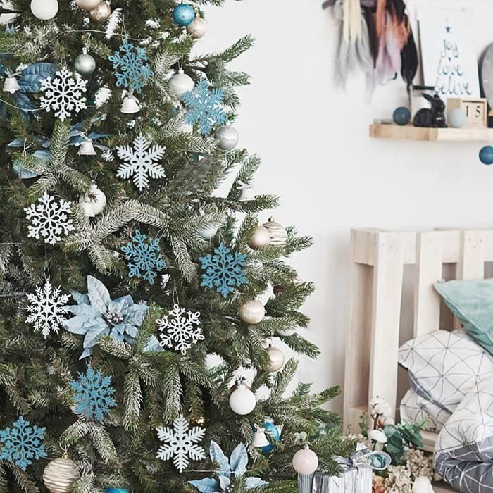 Déco Noël 20 Flocons Neige + 10 Glaçons Transparents - Pour Sapin Glacé Et Brillant