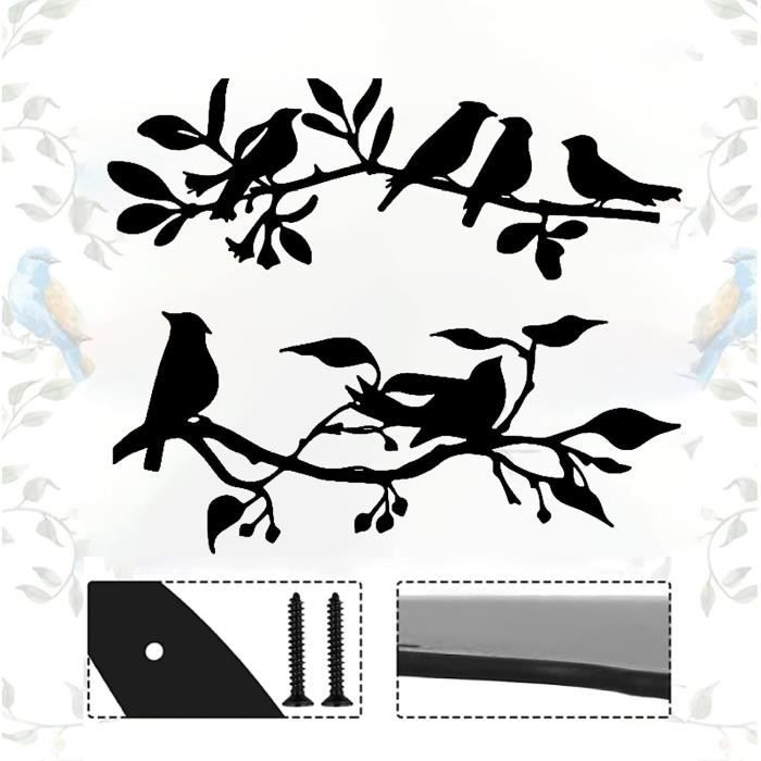 CREATCABIN Décoration Murale Métal Oiseaux D’Amour Sur Branche – 30x10 Cm, Style Rustique Et Romantique