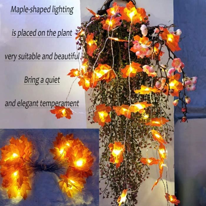 Lot De 2 Guirlandes Automne Avec Feuilles D'érable Artificielles - 5,5 Pieds Chacune, Couleurs Orange/jaune/rouge - Décoration Thanksgiving, Mariage, Maison