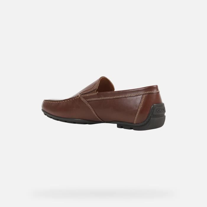 Mocassins Homme Geox U MONER Cuir Lisse Marron Confort Respirant