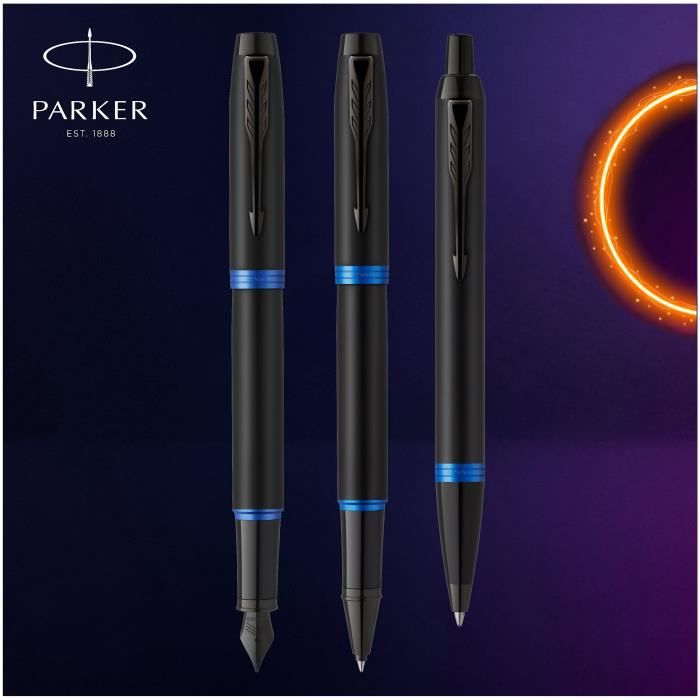 PARKER recharge Stylo Roller, pointe moyenne, noire, blister X 1