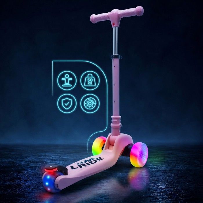 test : trottinette électrique enfant avec écran LED et lumières arc-en-ciel