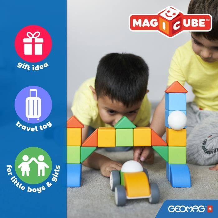 GEOMAG MAGICUBE 16 Pièces | Cubes Magnétiques Pour Bébès Dès 1 An | Jouet Montessori | Fabriqué En Suisse
