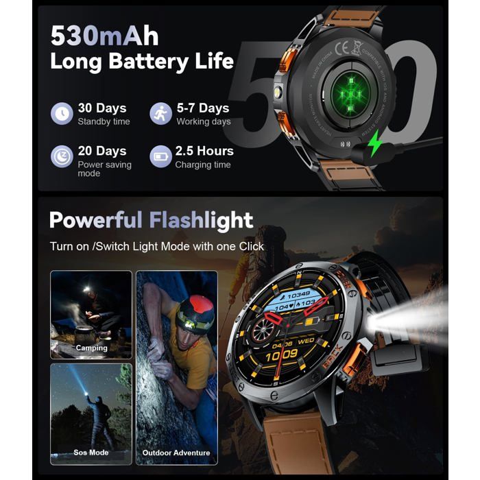 Montre Connectée Blackview AMOLED 1,43'' Avec Appels Bluetooth, Santé (cardiaque/sommeil), 100+ Sports, 2 Bracelets – Compatible Android/iOS
