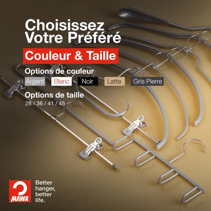 MAWA Cintres En Bois, Lot De 5, Bois De Lotus, Certifié FSC®, Avec