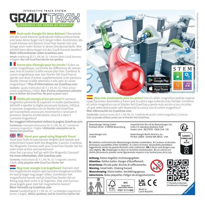 GraviTrax Bloc d'action Canon magnétique - Ravensburger - Circuit de billes  créatif STEM