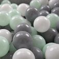 KiddyMoon 100-6Cm Balles Colorées Plastique Pour Piscine Enfant Bébé Fabriqué En EU, Blanc-Gris-Menthe-0