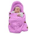 ROCK Nid d'ange - Gigoteuse bébé-Sac de couchage bébé-Enveloppez la couverture d'emmaillotage en tricot-(0-6 mois)-Violet-0