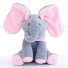 XVX Peluche Interactive pour Bébé-Doudou Bouge,Parle et Chante en pour l'Éveil de Votre Enfant -Peluche Éléphant Taille 30 cm,Gris+Rose