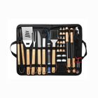 MONMECD Kit Barbecue - Haute Qualité - Acier Inoxydable - 25 pièces - Marron - Ustensiles de Grill