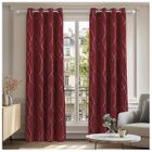 Deconovo Lot de 2 Rideaux Occultants Thermique Rideaux Motif Point Argenté à oeillet 140x245cm Rouge