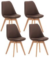 Lot de 4 chaises de salle à manger cuisine bureau style scandinave en tissu marron pieds en bois