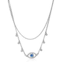 Vanbelle Bijoux en argent sterling emaille Evil-Eye Collier avec pendentif double couche en perles avec placage rhodium pour 