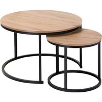 Lot de 2 tables basses gigognes rondes - L70 cm - 70 cm X 70 cm X 45,50 cm - Casâme