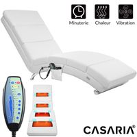 Méridienne London Chaise longue d’intérieur design avec fonction de massage chauffage Fauteuil relax salon blanc