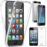 ebestStar ® pour Apple iPhone SE 5S 5 - Coque Intégrale Avant et Arrière Silicone Gel + Verre Trempé, Couleur Transparent
