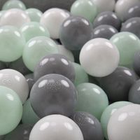 KiddyMoon 100-6Cm Balles Colorées Plastique Pour Piscine Enfant Bébé Fabriqué En EU, Blanc-Gris-Menthe