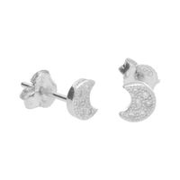 Boucles d'Oreilles Argent 925-000 Rhodié - Croissant de Lune Pavé de Zirconiums - SBO28361OX