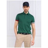 Tommy Hilfiger Flag Cuff Slim Fit Polo in Prep Green Homme