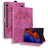 Coque pour Samsung Galaxy Tab S8 Ultra-S9 Ultra SM-X900-X906 Cuir PU Housse Portefeuille avec Folio Étui Flip Case,Chat Sakura rose