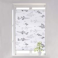 WOLTU Store plissé Fixation sans perçage,Store de fenêtre avec Motif de Feuilles,65x130cm,Gris
