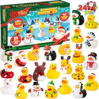 Calendrier de l'Avent pour garçons et filles, calendrier de compte à rebours de Noël de 24 jours, jouets canards en caoutchouc pour le bain, jouets pour tout-petits, cadeaux de Noël et d'anniversaire