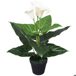 FLEUR ARTIFICIELLE Plante artificielle avec pot lis calla 45 blanc