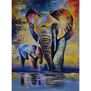 Les pêcheurs éléphants sans cadre À faire soi-même Digital Huile Peinture par numéros Home Wall Art 